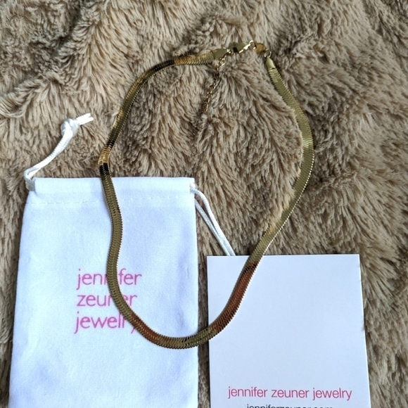 JENNIFER ZEUNER Gold Allie Herringbone Chain Necklace NEW - Picture 2 of 9